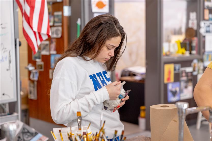 Students do papier-mache art